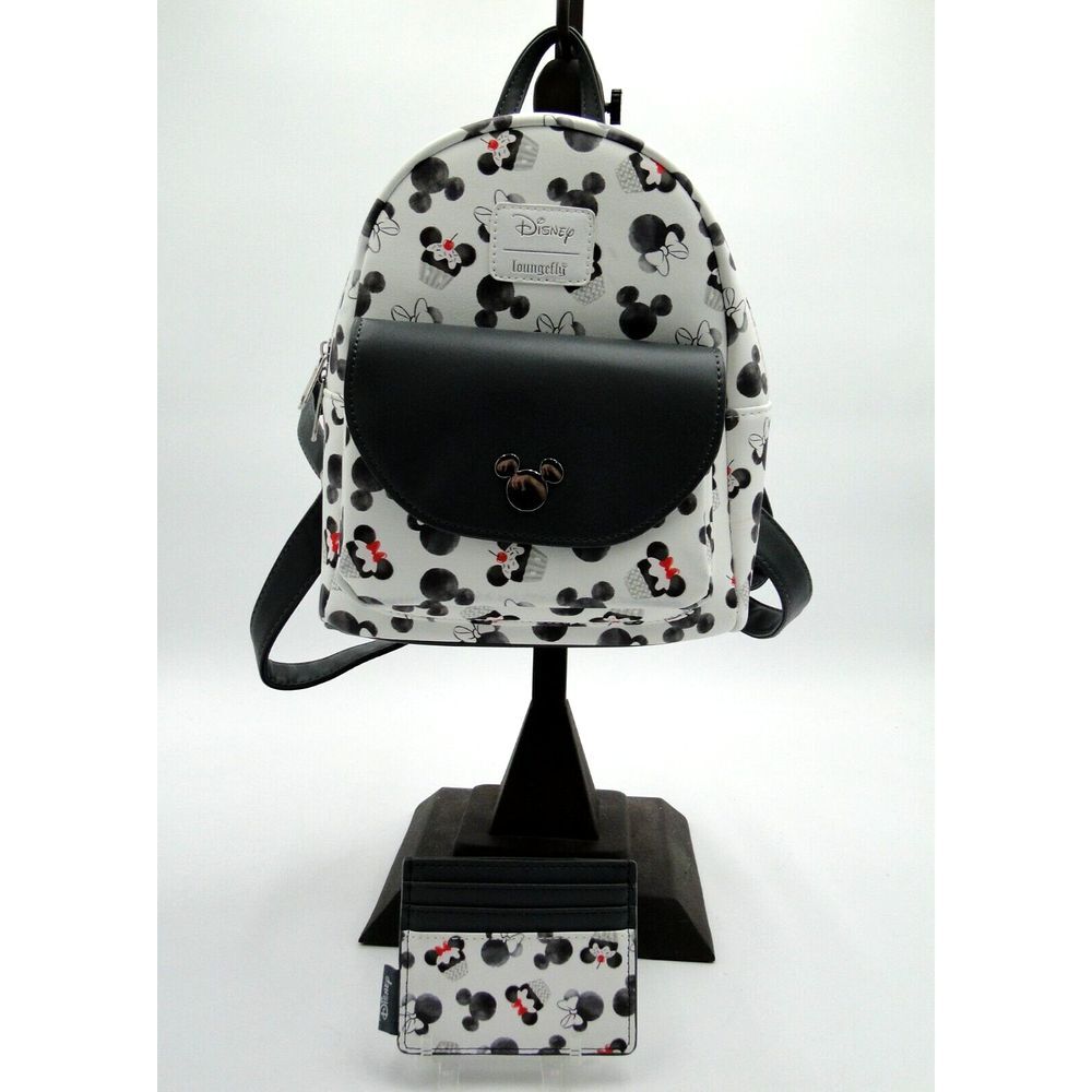 Loungefly Disney Mickey And Minnie Mouse Cupcake Mini Backpack with‎ card holder